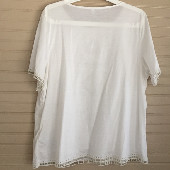 J Crew Cream front lace blouse back t-shirt short sleeves size XL - Picture 5 of 5